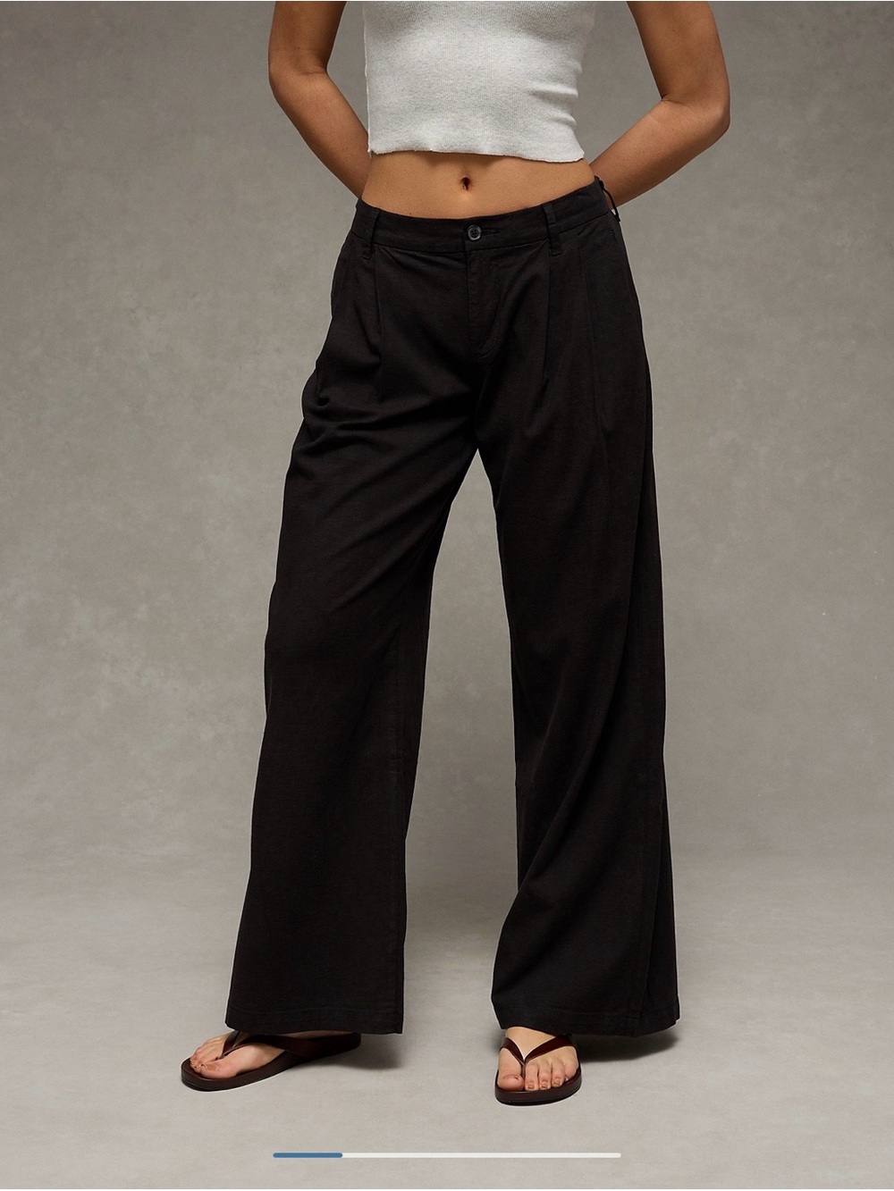 NWT American eagle low rise linen blend trouser size 4 regular black